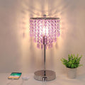USB Bedside Crystal Lamp, 3 Way Dimmable Touch Nightstand Lamp with USB C+A Charging Ports, Lavender Table Lamps Decorative Accent Lamps Silver for Bedroom, Living Room, Office, B11 LED Bulb Included