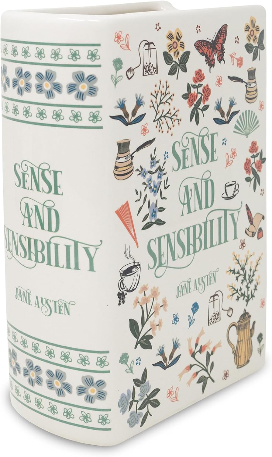 Steel Mill & Co. Ceramic Book-Shaped Vase, Sense and Sensibility