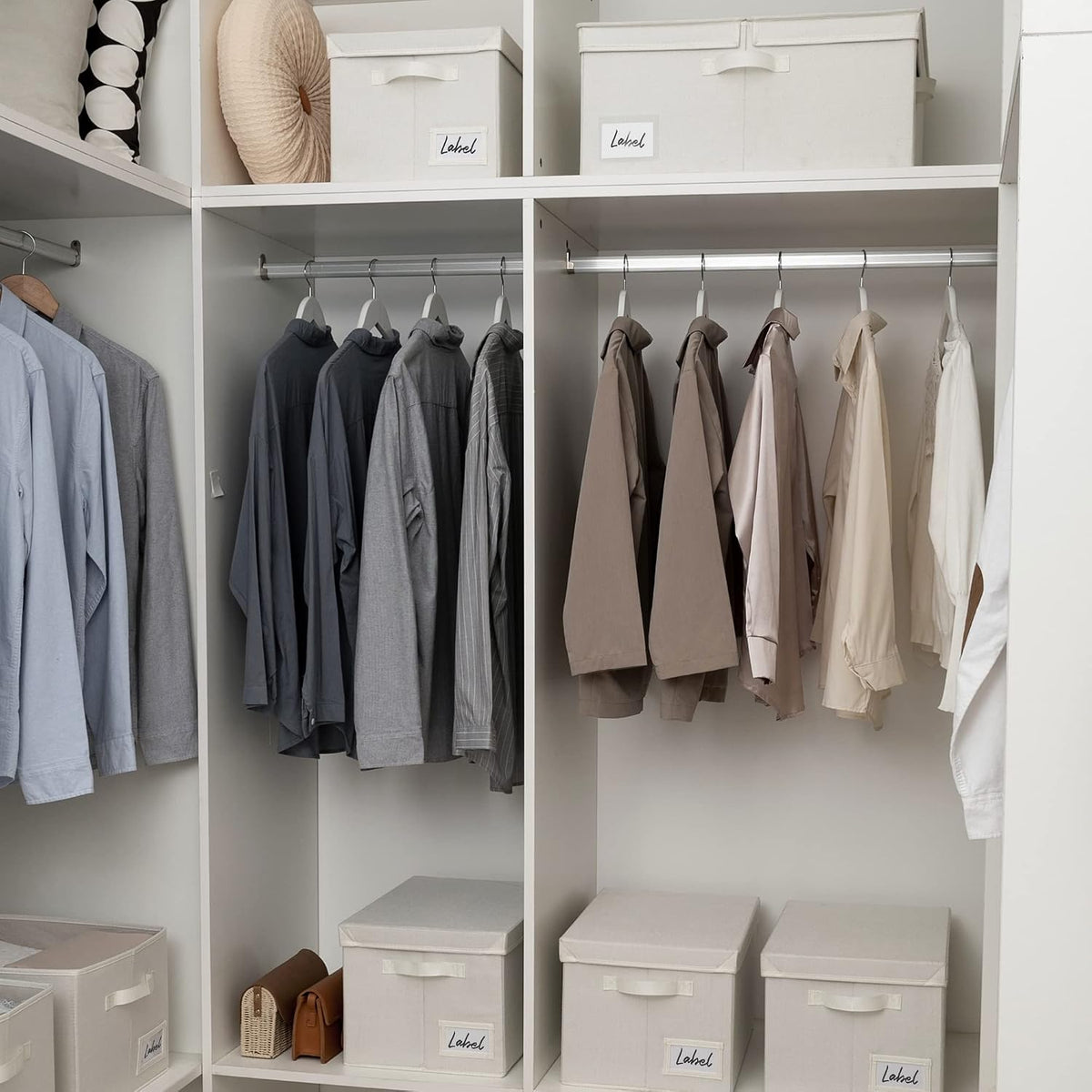 GRANNY SAYS Extra Large Storage Bins with Lids, Closet Bins, Beige