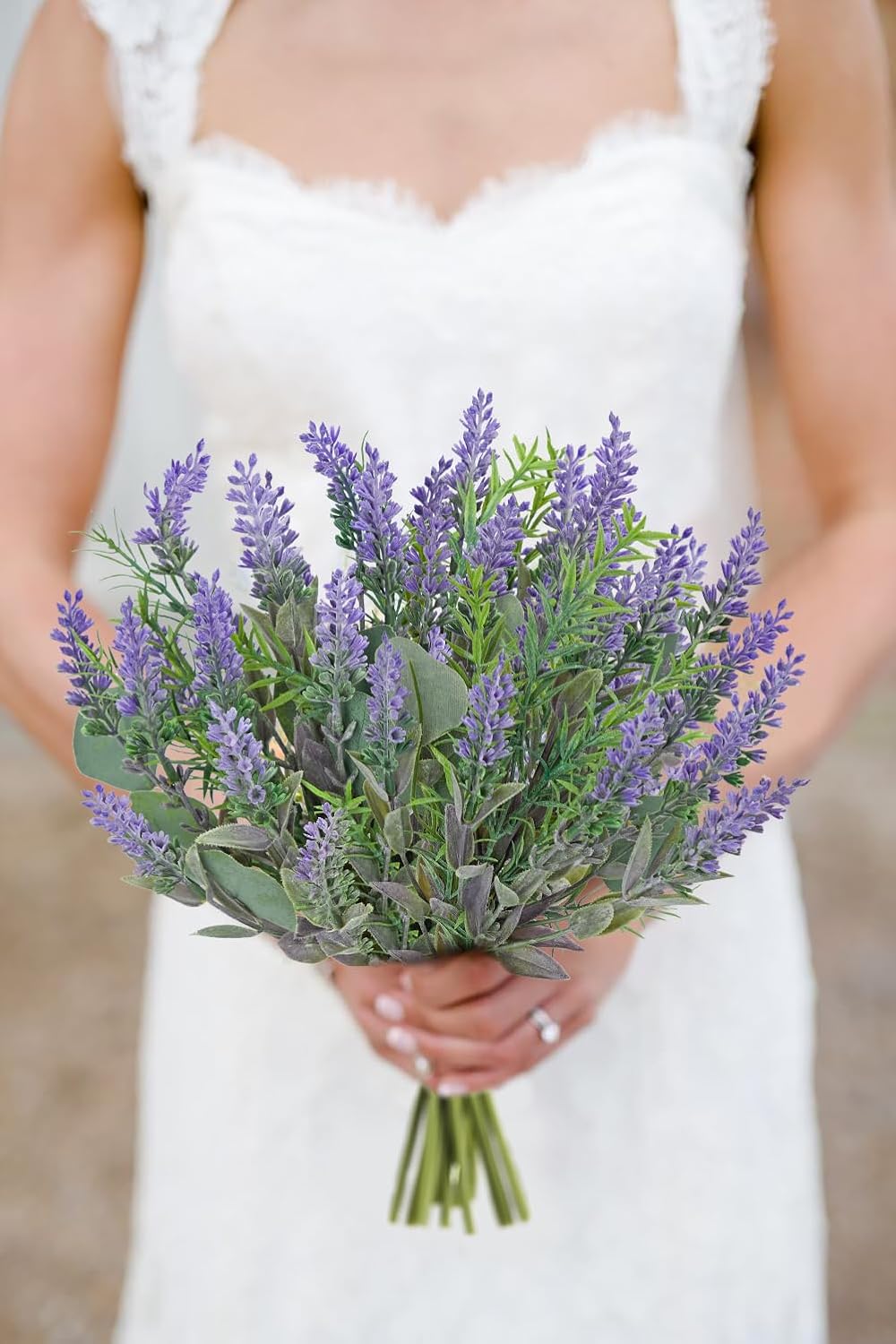 Hollyone 3 Bundles Fake Flowers Artificial Lavender Stems Bouquet Faux Plastic Purple Flowers Plants for Vase DIY Wedding Floral Arrangement Home Table Centerpieces Indoor Outdoor Decor