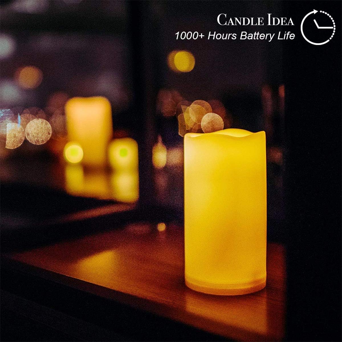2 PCS 3" x 8" Waterproof LED Flameless Timer Candles, 1000 Hours Long Battery Life/Flickering Battery Operated Electric Outdoor LED Large Pillar Candle for Outside Lantern Festival Decor