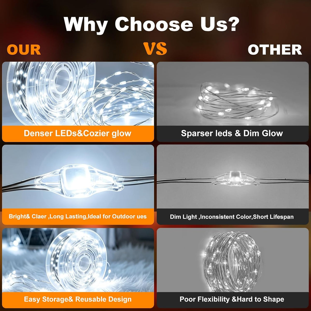 Outdoor String Lights 197ft 1000 LED Cool White Silver Copper Wire Fairy Lights with Remote Listed Plug-in Christmas Lights 8 Modes Low Voltage Twinkle Lights for Garden Patio Yard Tree Wedding Party
