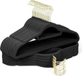 Velvet Hangers 30 Pack with Gold Hooks, Non-Slip Felt Clothes Hangers Black