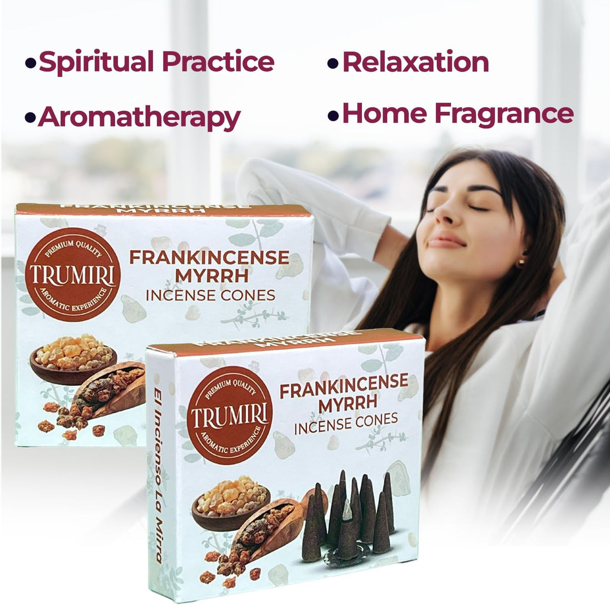 Frankincense Myrrh - Scented Incense Cones - Total 60 Cone Incense - Six Packs of 10 Insence Cones - Incense Cones Scented - Cone Incense Scents - Insense - Inscent