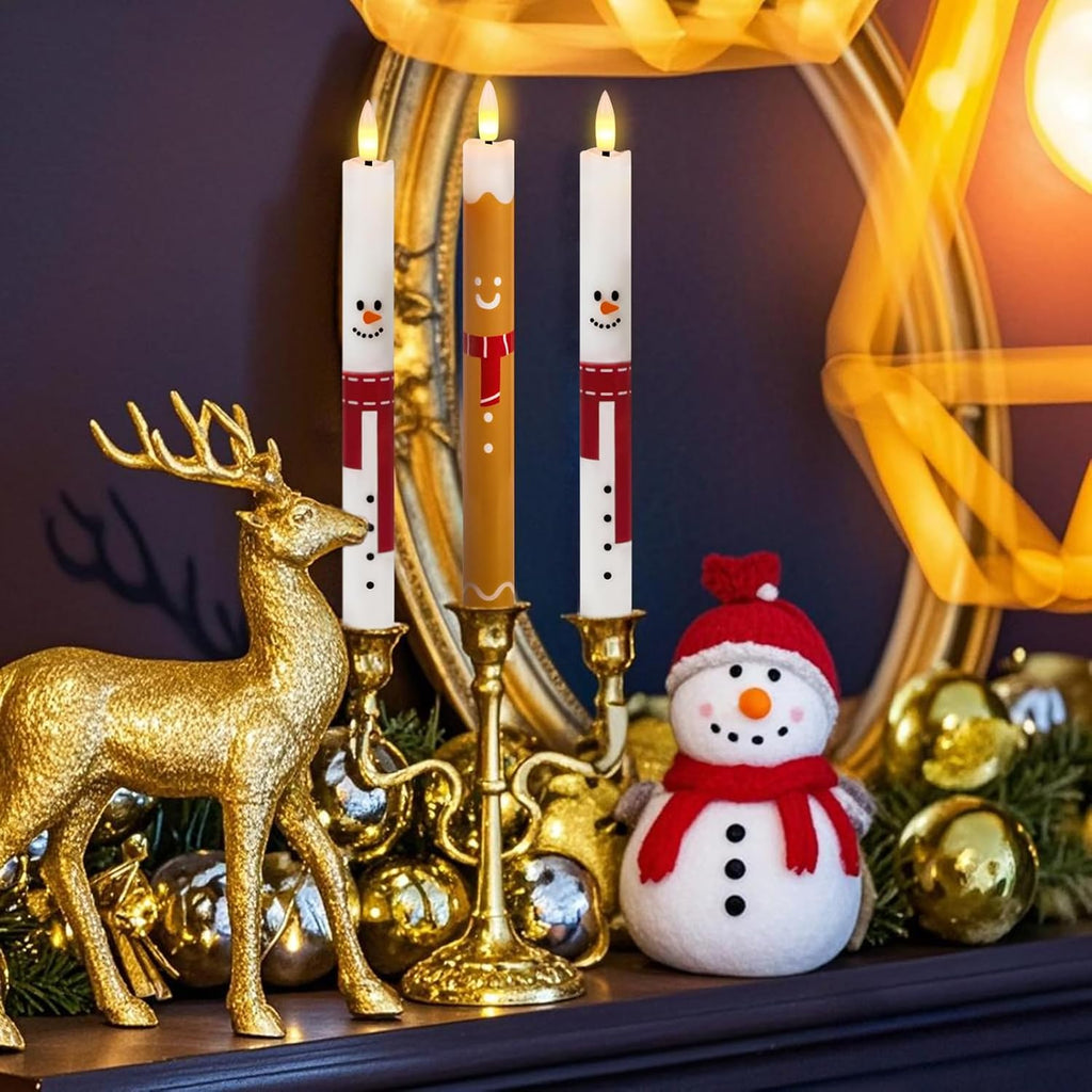 Christmas Flameless Taper Candles Battery Operated with Remote Timer
