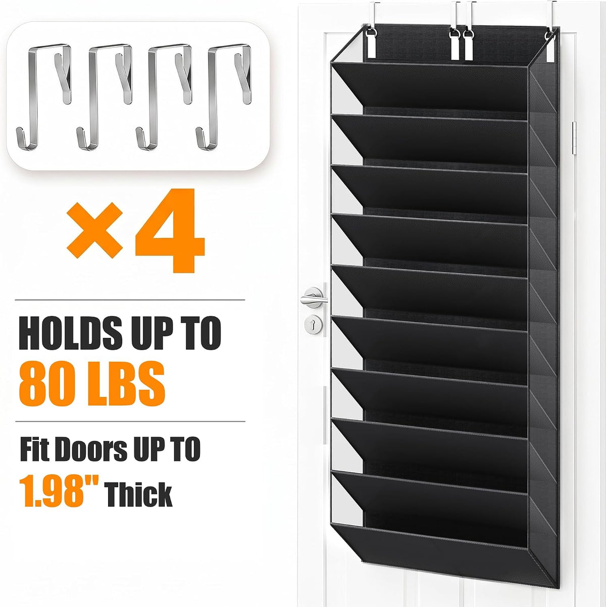 UVIAHOMI 30-40 Pairs Over the Door Shoe Organizer, 10 Tiers Fit Tall Boots