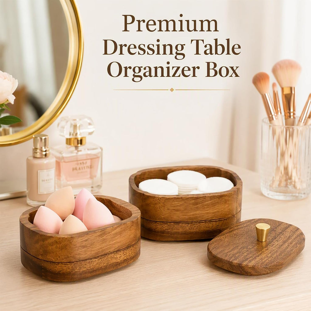 Walnut Wood Qtip Holder, Bathroom Canister for Cotton Swabs & Floss Picks