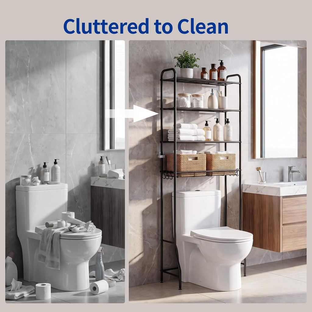 Delamu Over Toilet Storage Rack, 4 Tiers (71.9" H) Bathroom Organizer Shelf