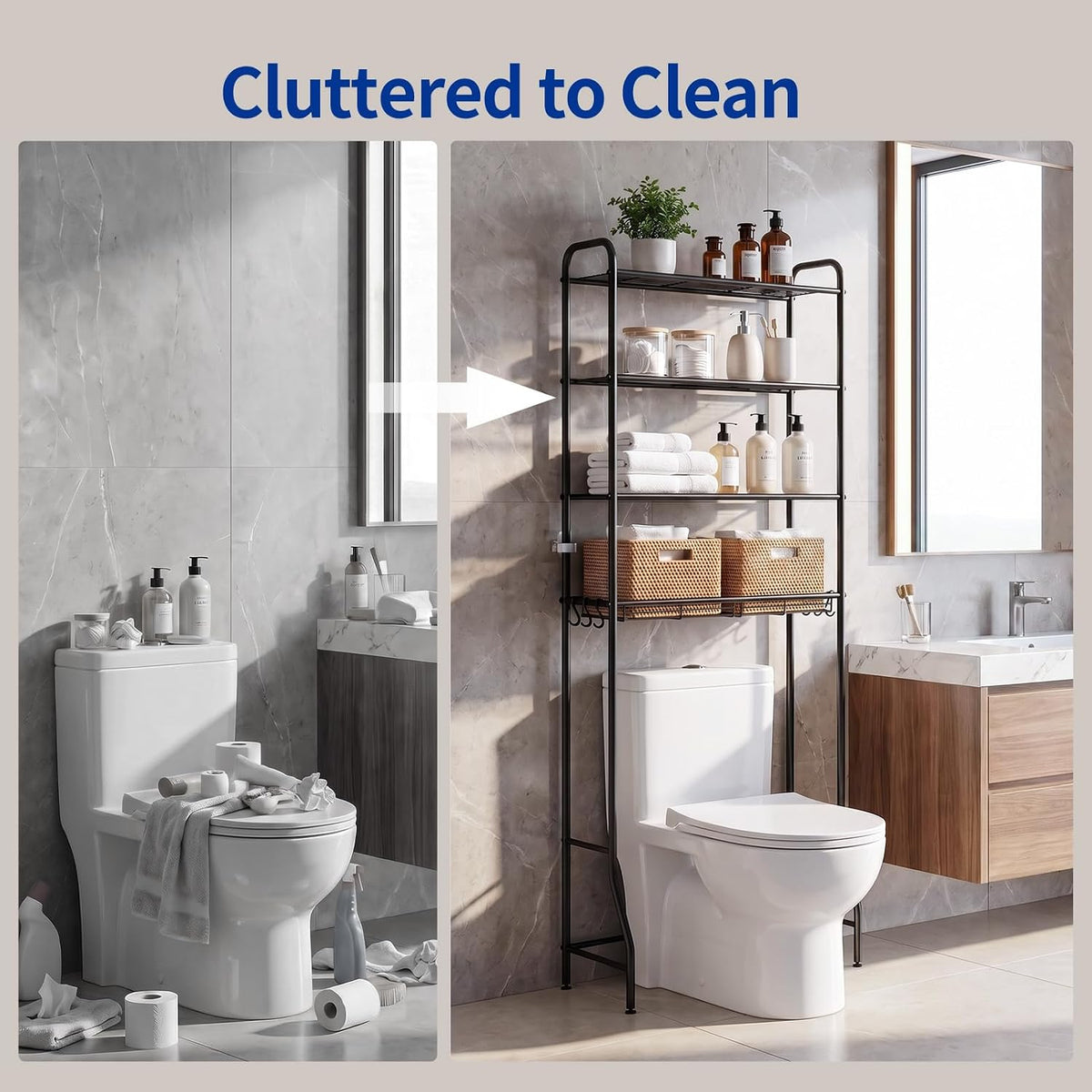Delamu Over Toilet Storage Rack, 4 Tiers (71.9" H) Bathroom Organizer Shelf