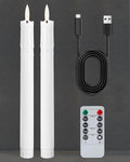 Gmnee 9.6" Taper Rechargeable Candles with Remote and Timer, White
