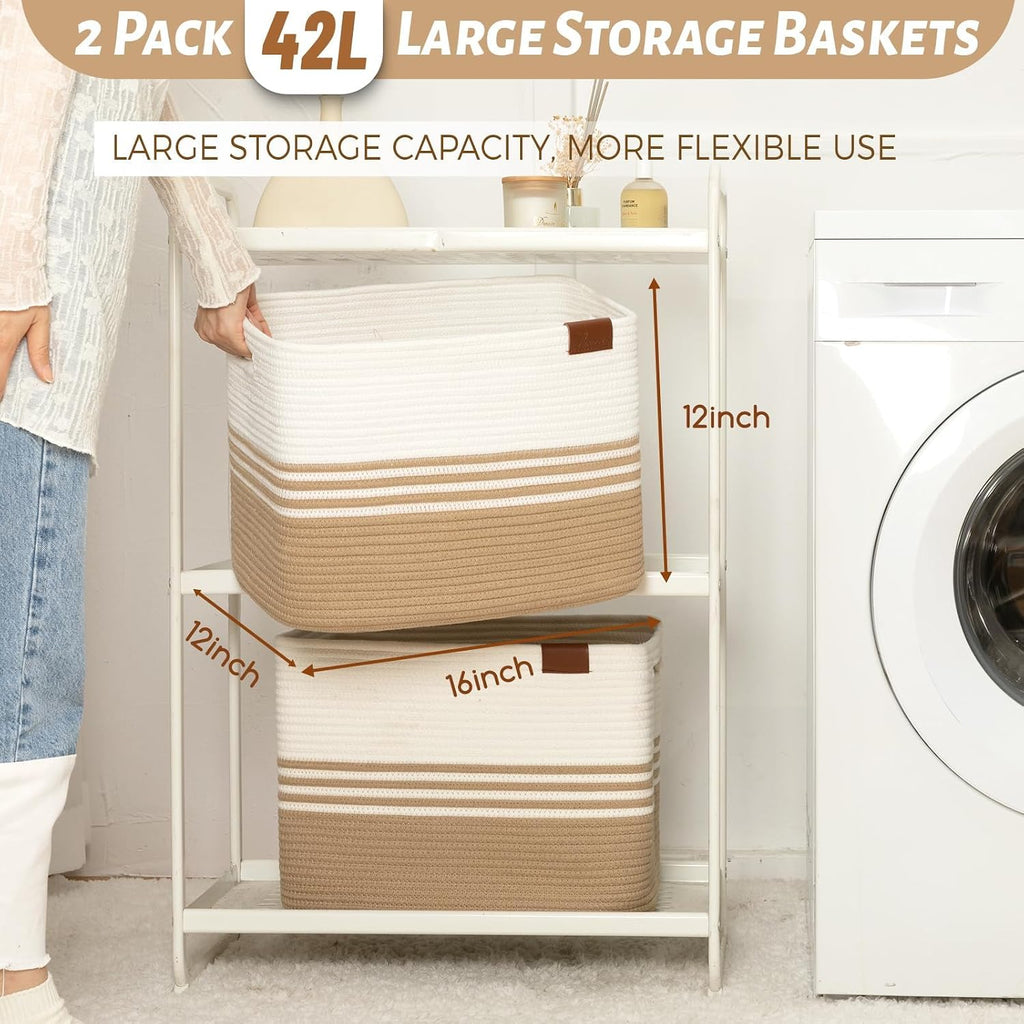 2 Pack Storage Baskets for Organizing, 16'*12"*12" Jute