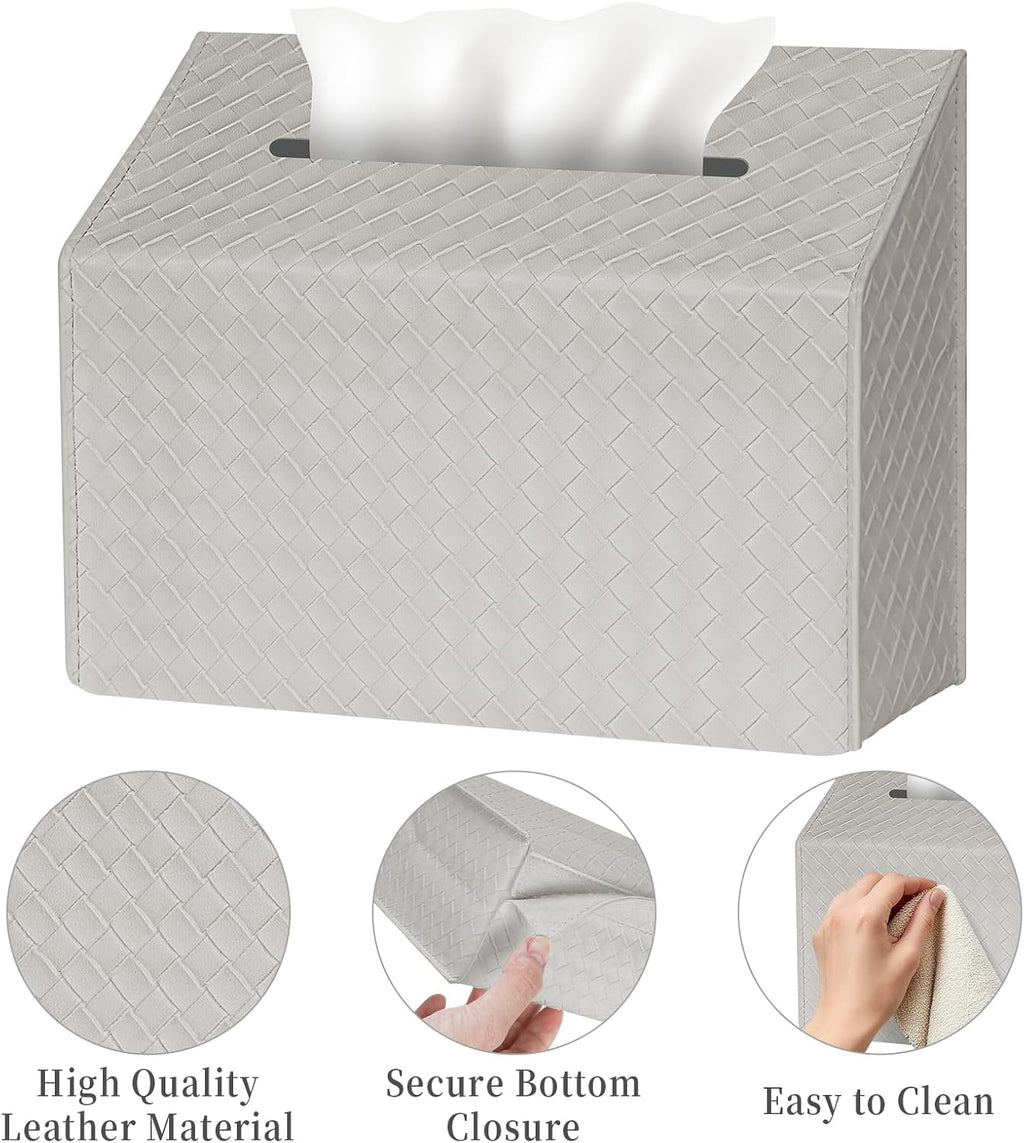 NiHome PU Leather Tissue Box Cover for Kleenex Hand Towels, Gray
