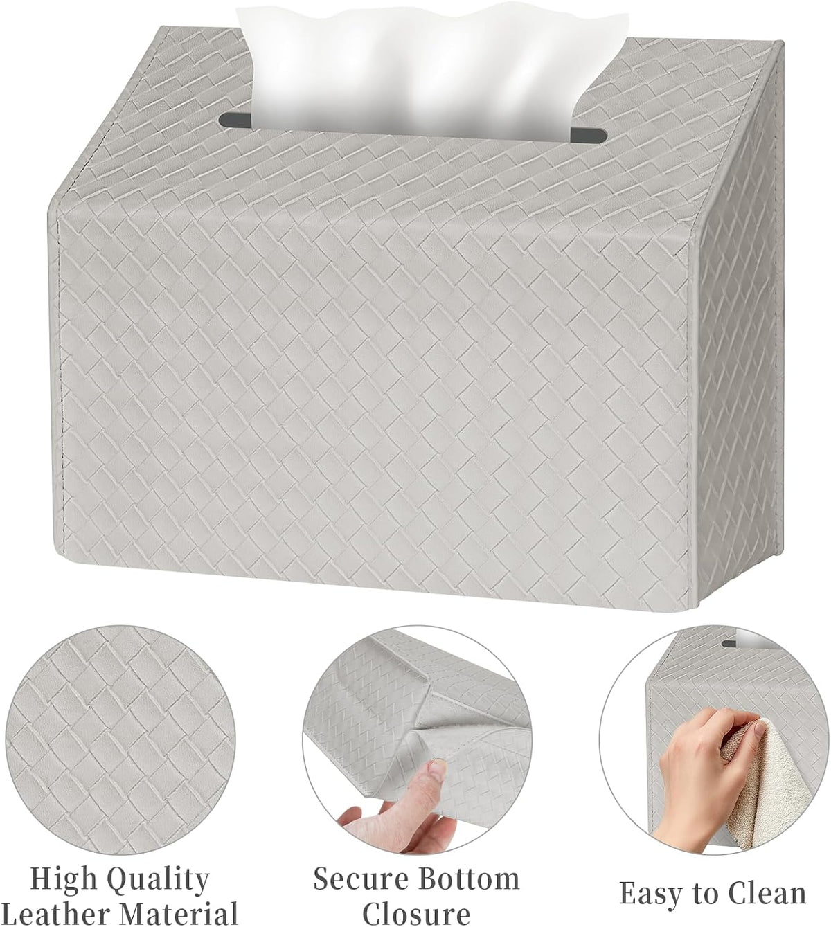 NiHome PU Leather Tissue Box Cover for Kleenex Hand Towels, Gray