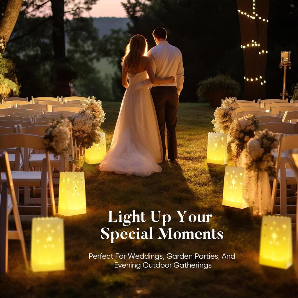 Homemory Christmas 24 Pack Luminary Bags with Flameless LED Tealights