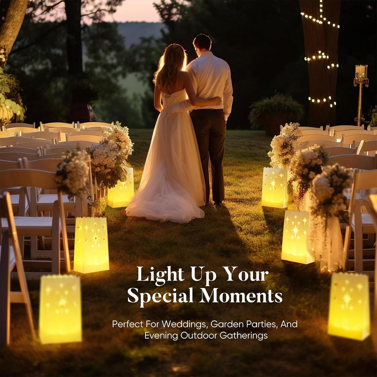 Homemory Christmas 24 Pack Luminary Bags with Flameless LED Tealights