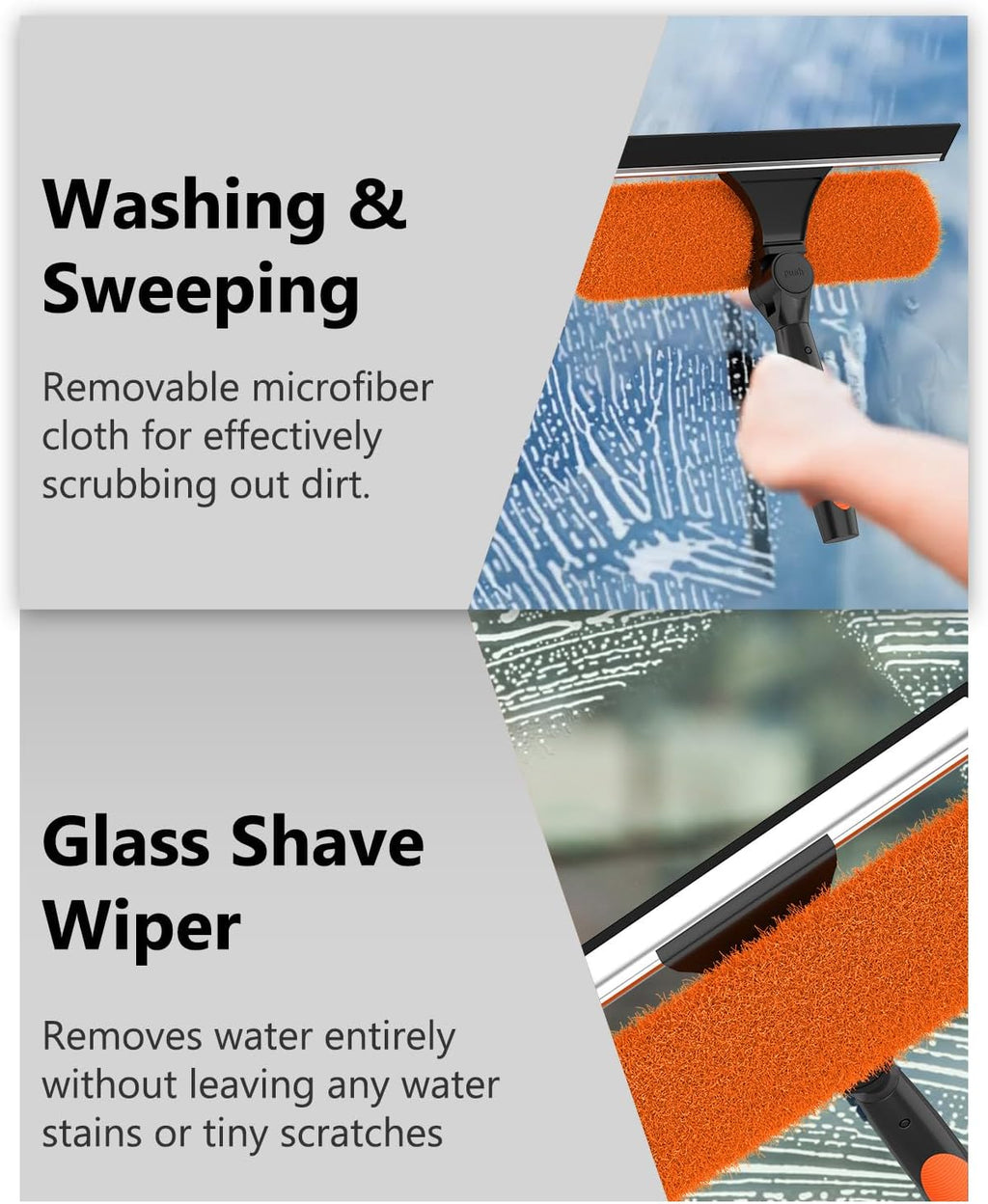 26FT Reach Window Squeegee for Window Cleaning Kit with 5-20 Foot Telescoping Extension Pole, 2 in 1 Window Squeegee, Cobweb Duster, Dust Kit Window Washing Kit for Car, Shower Glass Door
