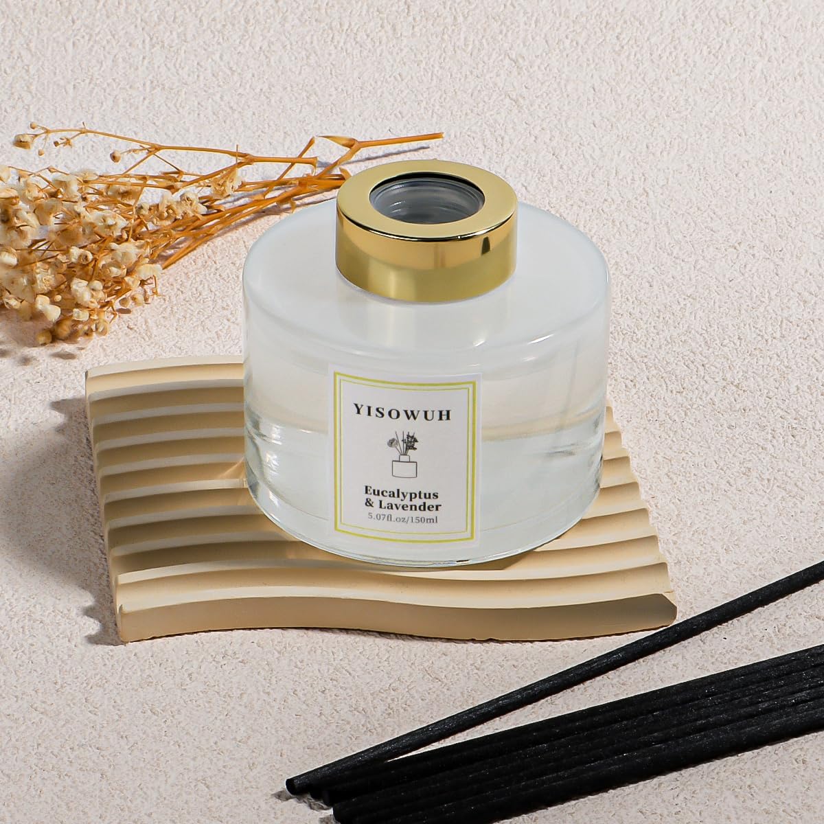 Reed Diffuser Set,5.07 fl oz (150 ml) - Eucalyptus & Lavender Oil Diffusers with 8 Reed Sticks,Home Fragrance Reed Diffuser for Bathroom Shelf Decor