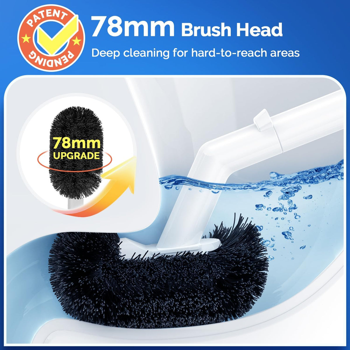HAMITOR Toilet Plunger Brush Set: Curved Bristles Design for Deep Cleaning