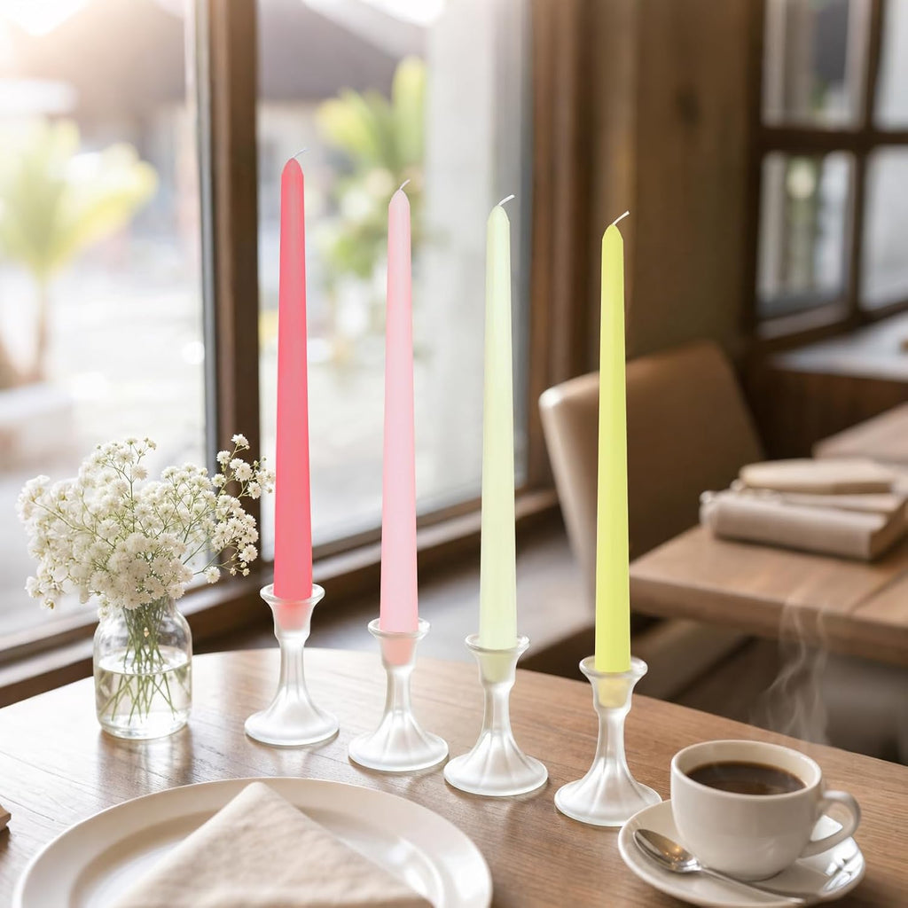 10 Inch Multi Color Taper Candles, 8 Pack Unscented Dripless 6-8 Hours Burn Candlesticks for Holiday, Dinner, Party