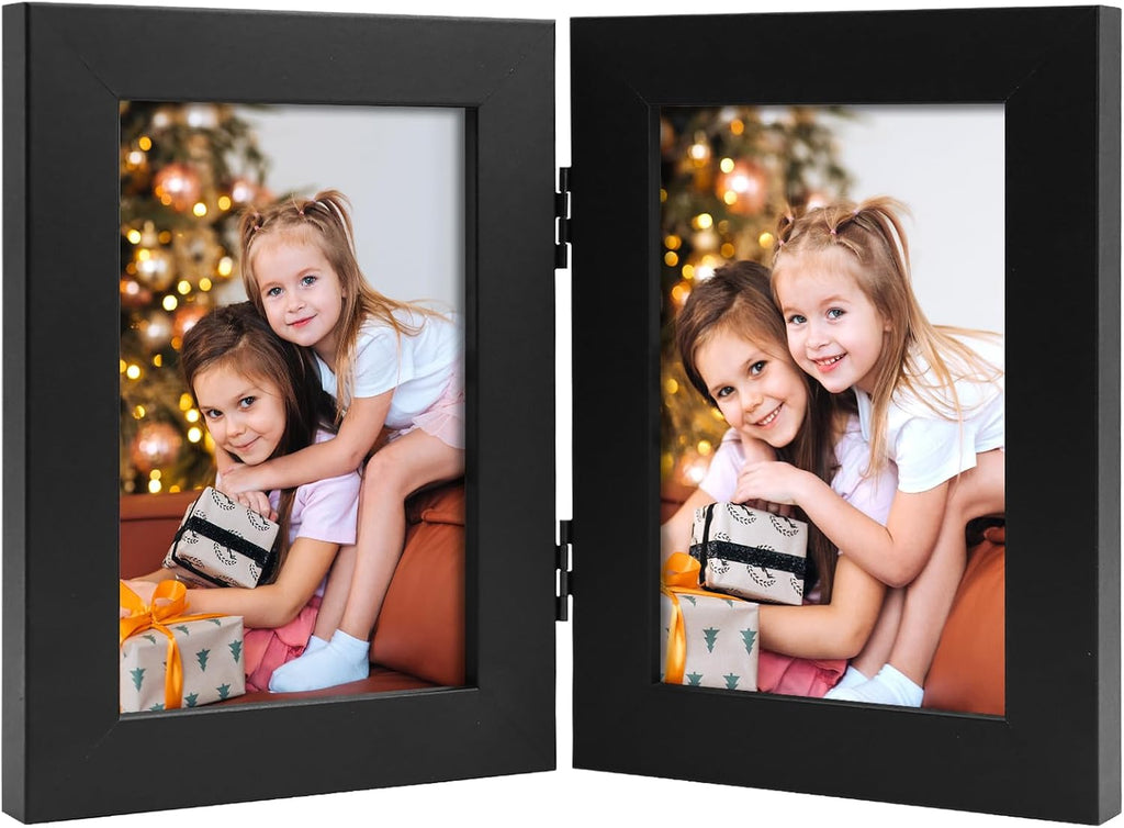Frametory, 4x6 Double Picture Frame Black, 1 Pack