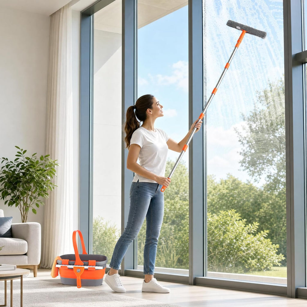 Professional Window Cleaning Kit with Collapsible Bucket for Home, Outdoor