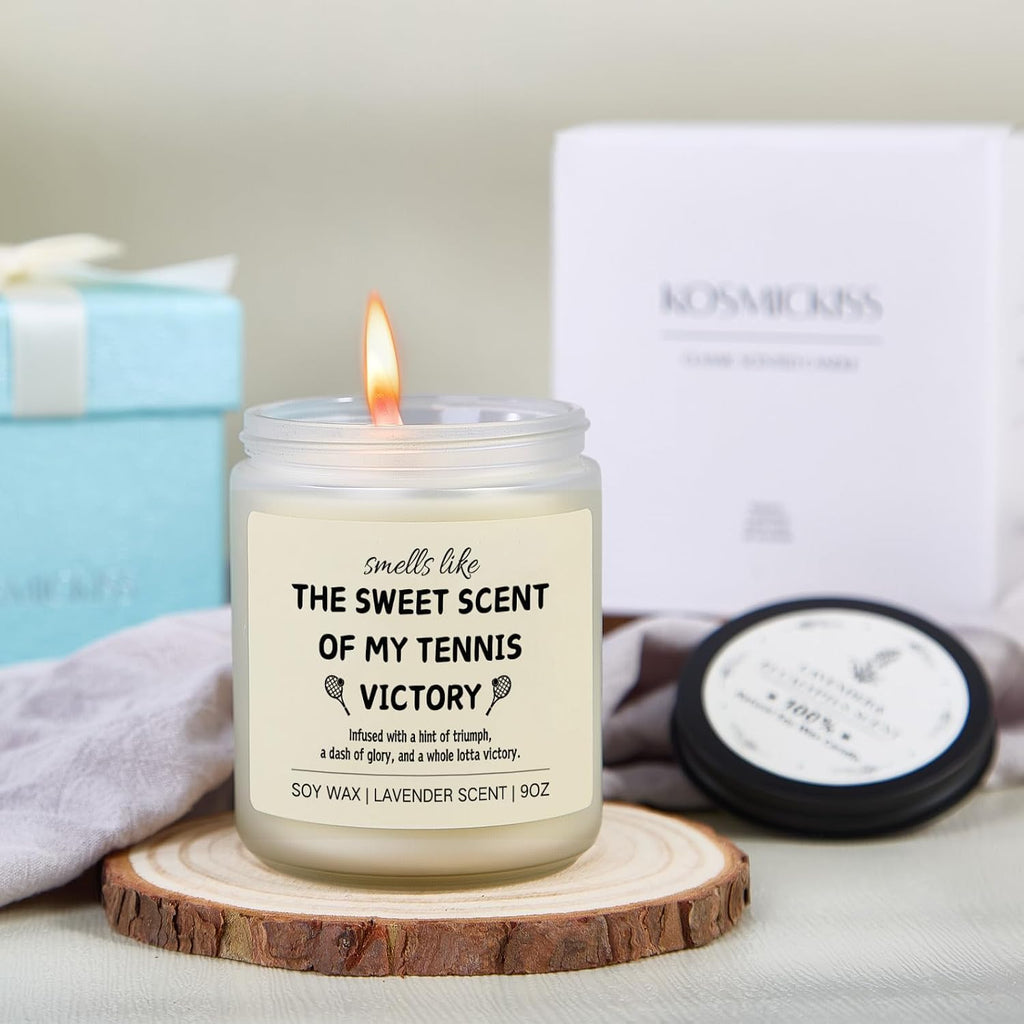 KOSMICKISS Lavender Soy Candle, Tennis Gifts for Women Men 9oz, 1 Pack