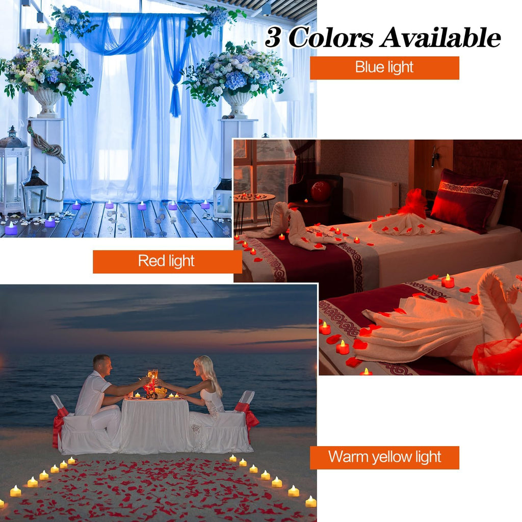 KOABY 1000pcs Red Artificial Rose Petals with 12pcs Red LED Tea Lights