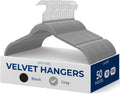 SereneLife 50 Piece Grey Velvet Shirt Hangers - Non Slip Space Saving, Heavy Duty Coat Hanger Set, Holds Up to 8 lbs, Ultra Thin Closet Organizers with Soft Velvet Finish for Shirts, Jackets, Dresses