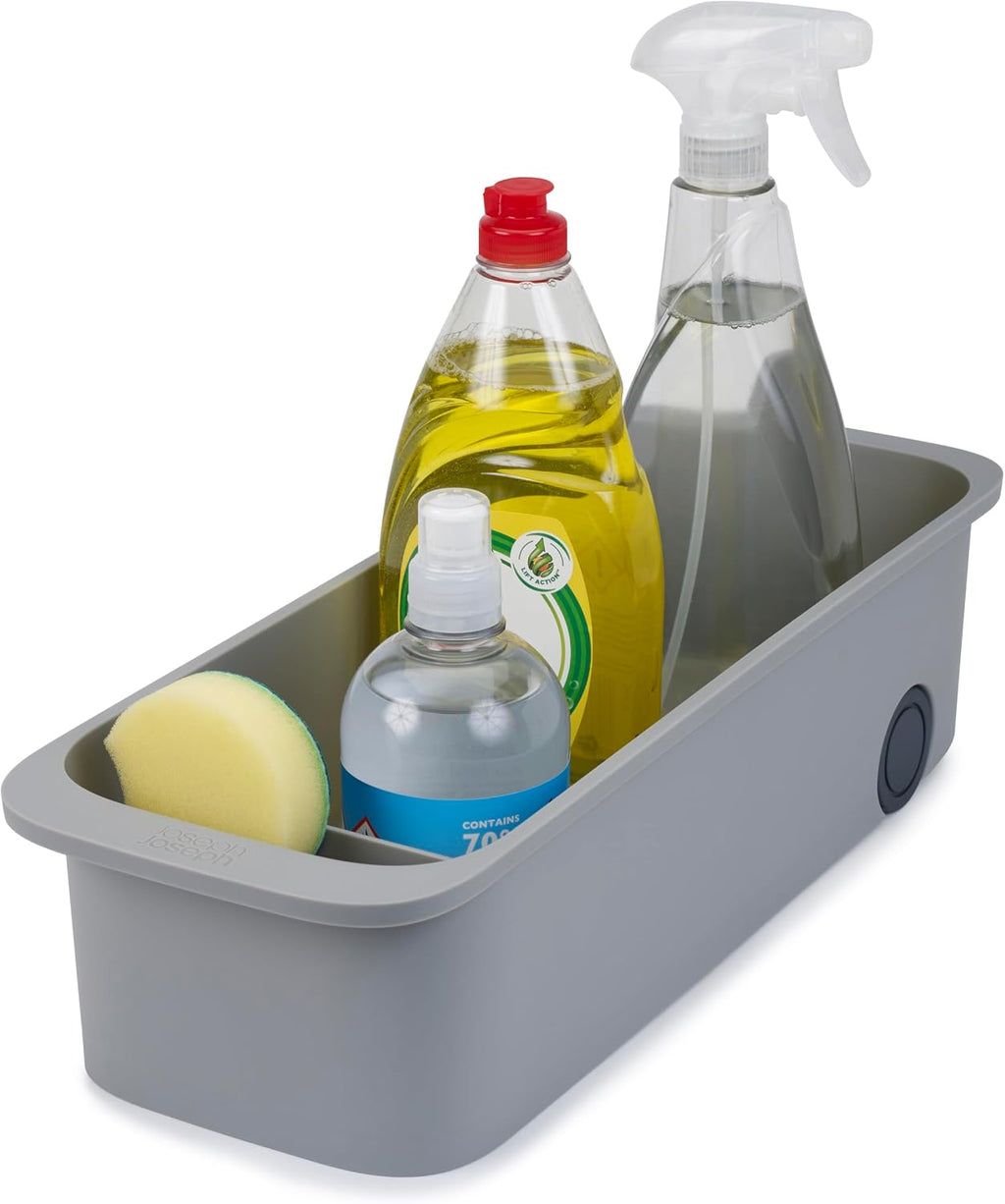 Joseph Joseph CupboardStore Easy-Access Wheeled Storage Caddy, Under Sink Kitchen Cabinet Organizer- Grey