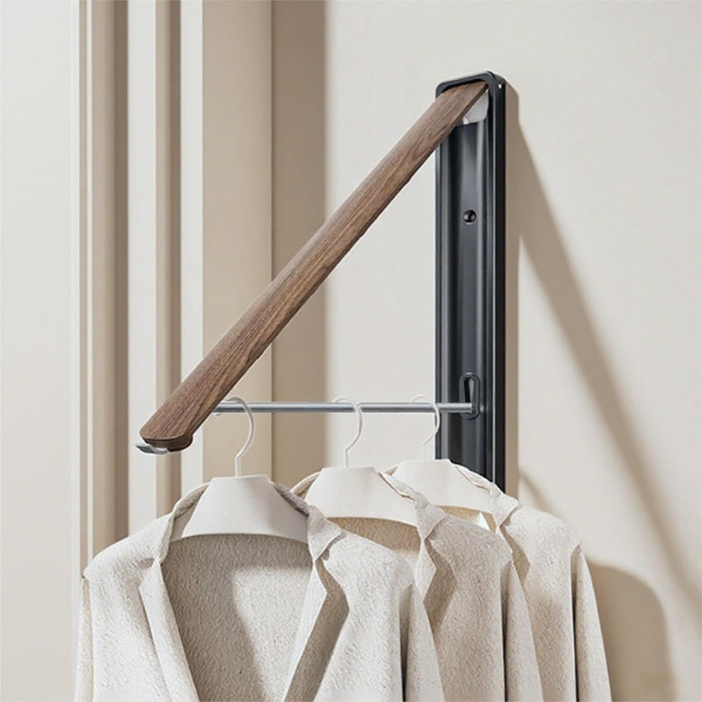 Wall-Mounted Retractable Clothes Drying Rack(Walnut, 1 Pack)
