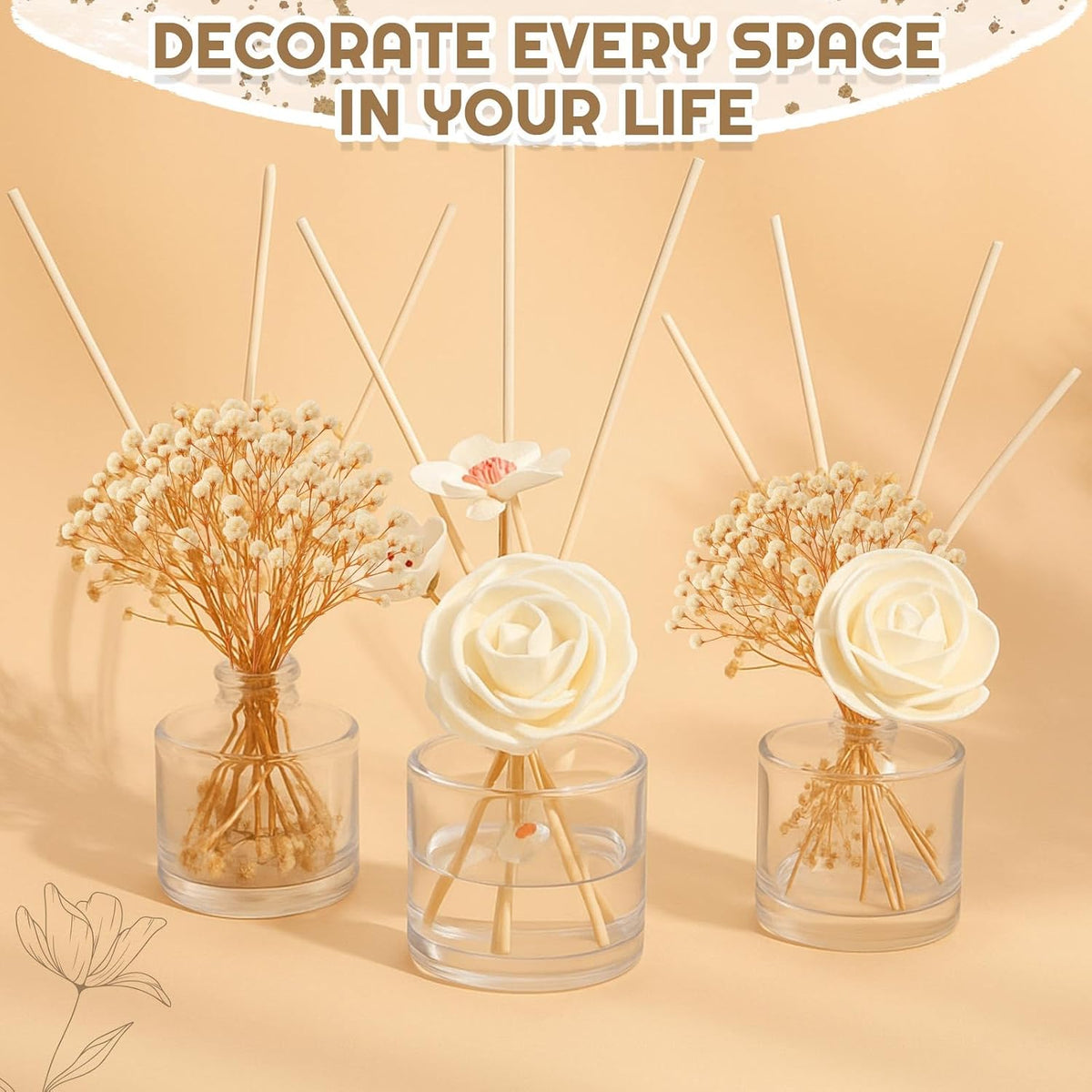 Daifunli 11 Pcs Flower Reed Diffuser Set,Elegant