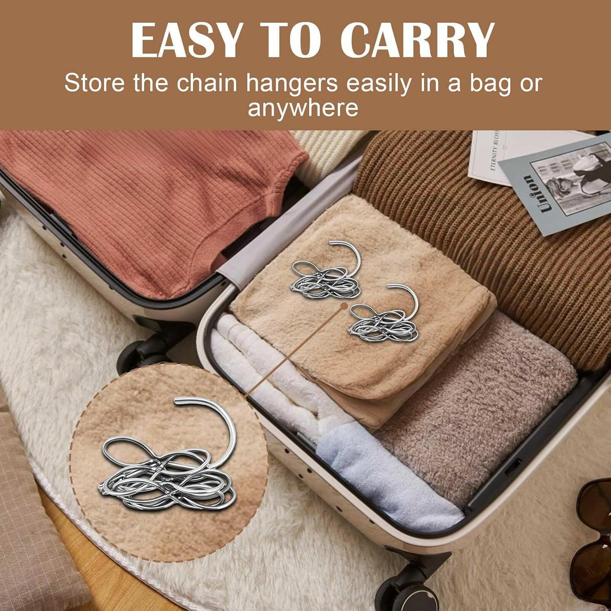 40 Holes Clothing Chain Hangers: 5 Pack Metal Space Saving Hangers