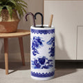 Sawysine Blue White Ceramic Umbrella Stand with Landscape Design