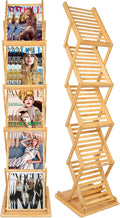 DuvinDD Foldable Bamboo Magazine Rack Floor, A4 Size, 57 inch Tall