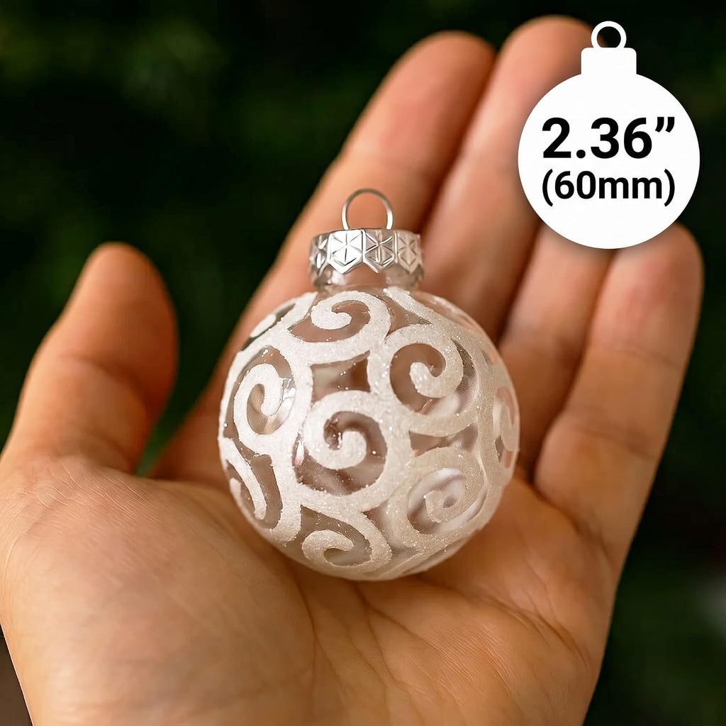 Christmas Balls, White Shatterproof Christmas Tree Ball Ornaments, Small 2.36 Inch 4 Sets