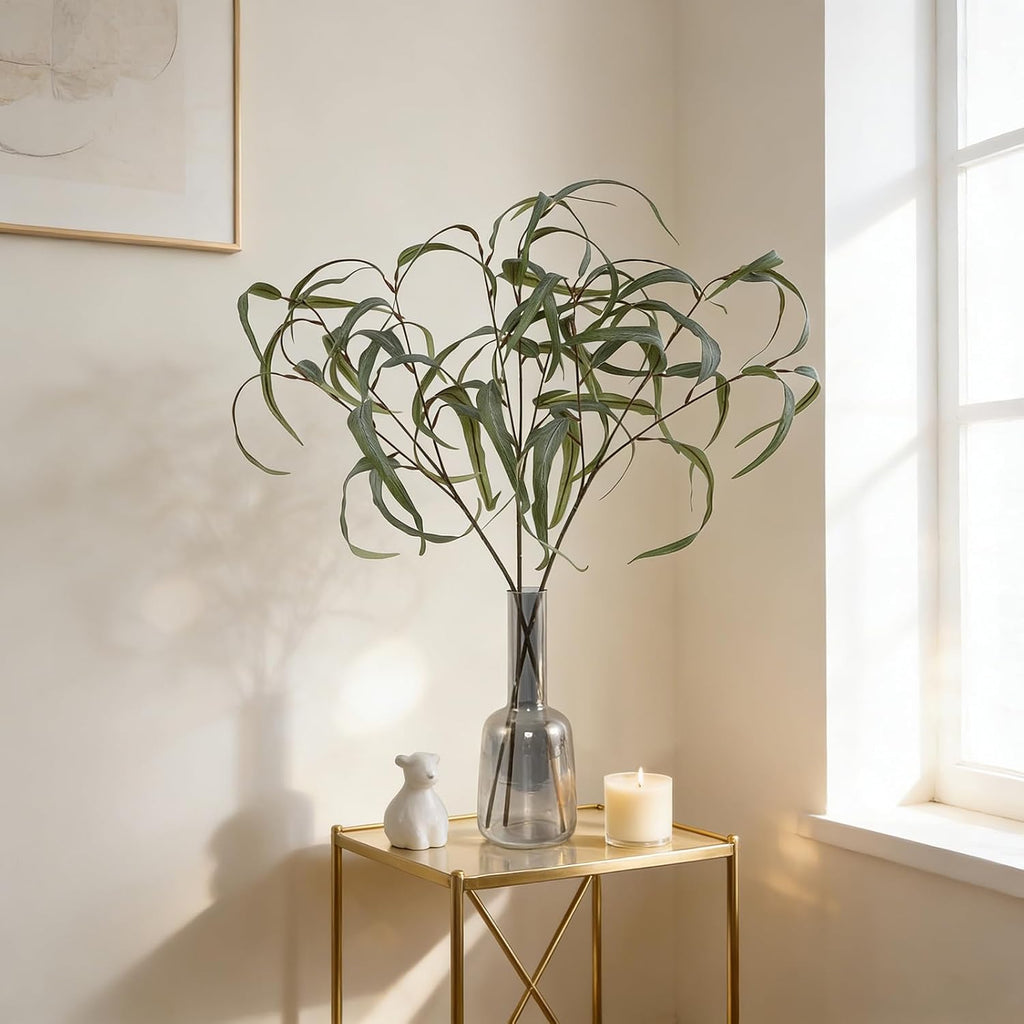 LFF 6Pcs Artificial Greenery Stems, 25.6" Faux Eucalyptus Leaves Branches