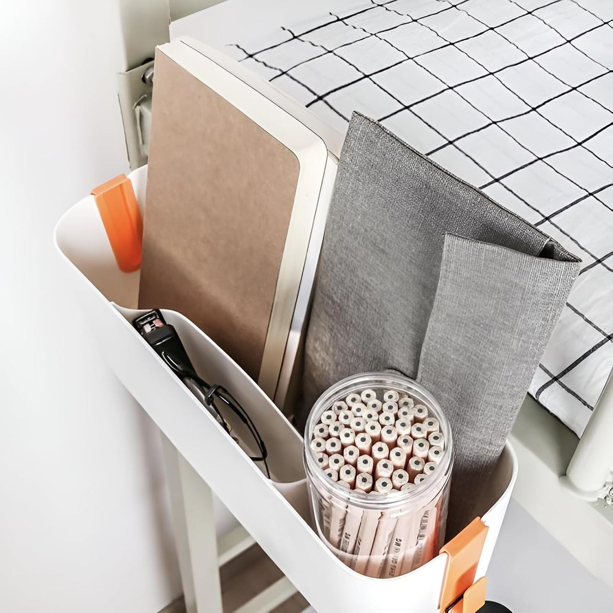 Bedside Organzier Caddy Hanging with Hooks, 11 Lbs (Orange)