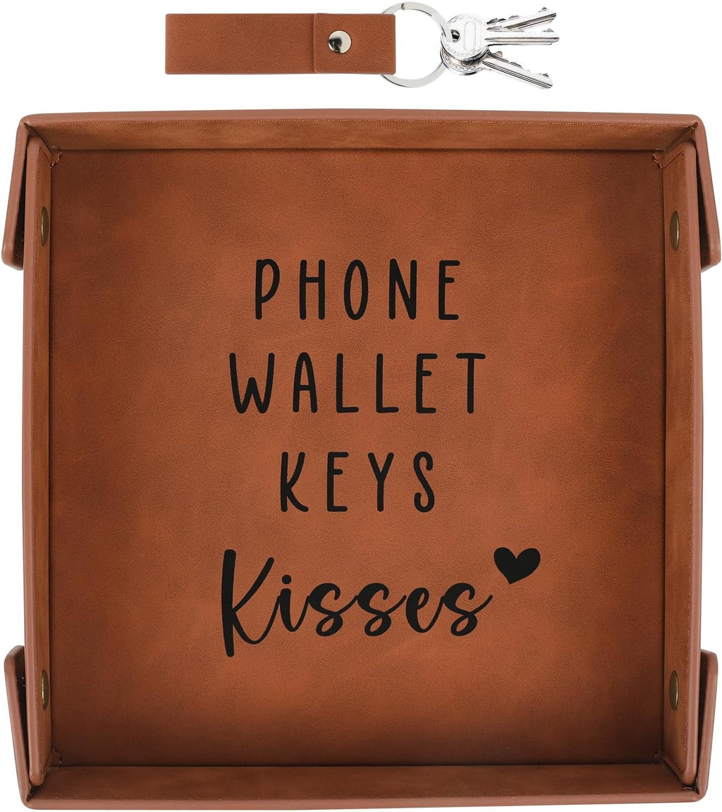 Gifts for Boyfriend, Husband, Romantic Gifts for Him, Mens Birthday Gifts Idea - Premium PU Leather Valet Tray - Best Mens Gifts for Birthday Anniversary Christmas Valentines