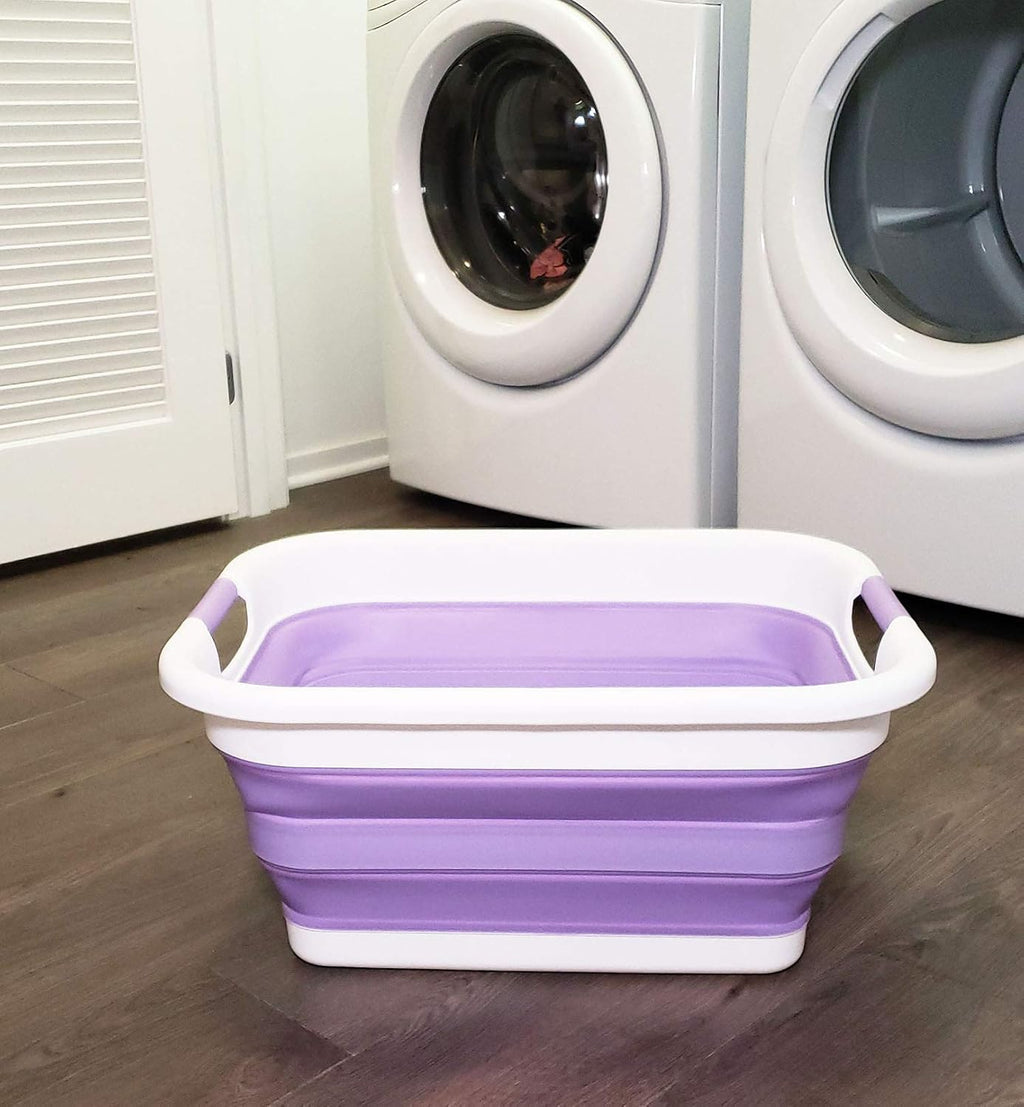SAMMART 41L(10.8 gallon) Collapsible Plastic Laundry Basket-Foldable Pop Up Storage Container-Portable Washing Tub-Space Saving Basket,Water capacity 31L(8.2 gallon)