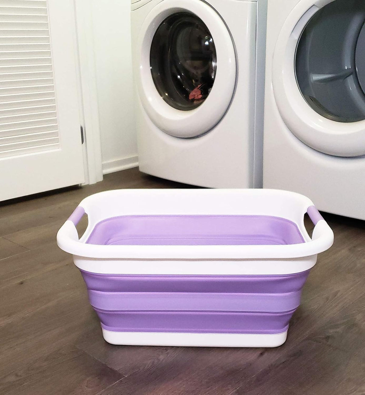 SAMMART 41L(10.8 gallon) Collapsible Plastic Laundry Basket-Foldable Pop Up Storage Container-Portable Washing Tub-Space Saving Basket,Water capacity 31L(8.2 gallon)