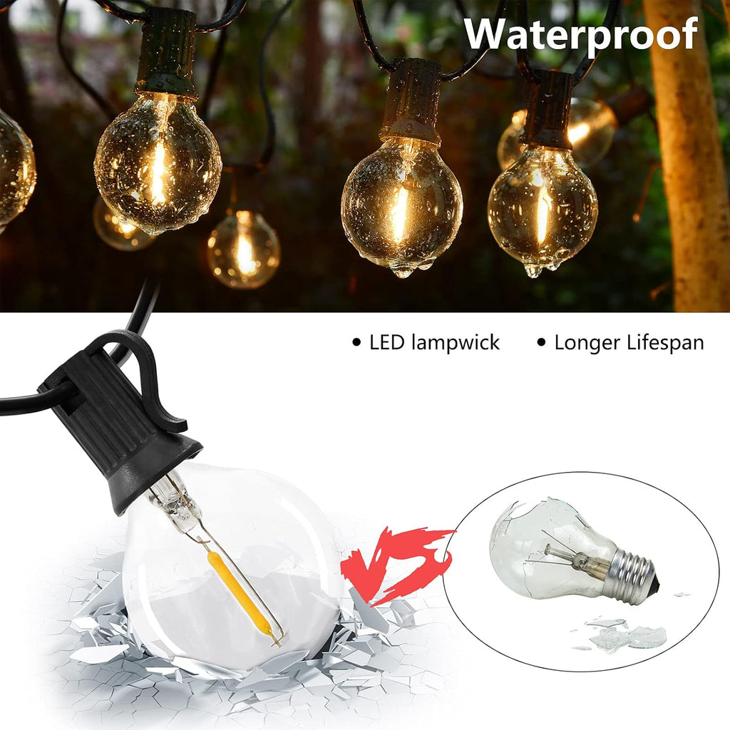 50FT Outdoor String Lights,G40 LED Globe Patio Lights UL Listed Waterproof Hanging for Backyard Porch Bistro Party Decor Lighting Commercial Grade