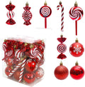 36 Pcs Christmas Ornaments, MOYEE Shatterproof Plastic Christmas Ornaments for Tree - Candy Cane Christmas Decorations Candies Christmas Ball Ornaments (Red)