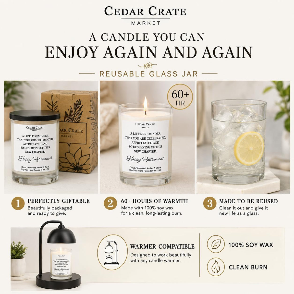 2026 Retirement Gifts for Women - Thoughtful Heartfelt Happy Retirement Candle, You are Celebrated, 13.5oz USA Made Soy Wax | 60+ Hrs