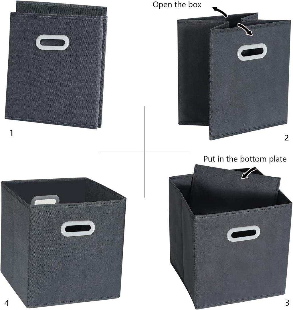 Fabric Cloth Storage Bins,Fabric Cube Organizer with Dual Handles Foldable Cube Storage Baskets for Home Bedroom Storage,Set of 3, Gray