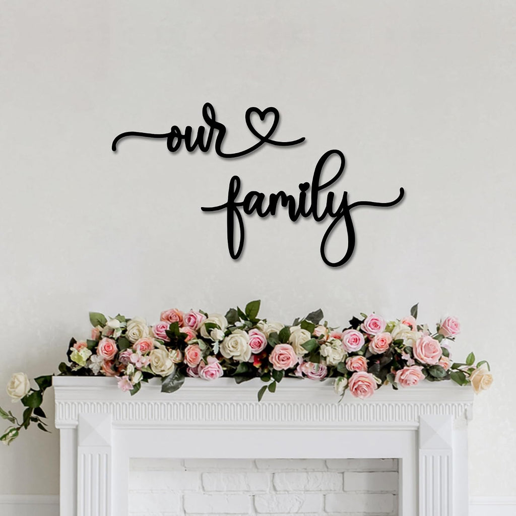 Rajukit Our Family Metal Wall Decor Sign for Home