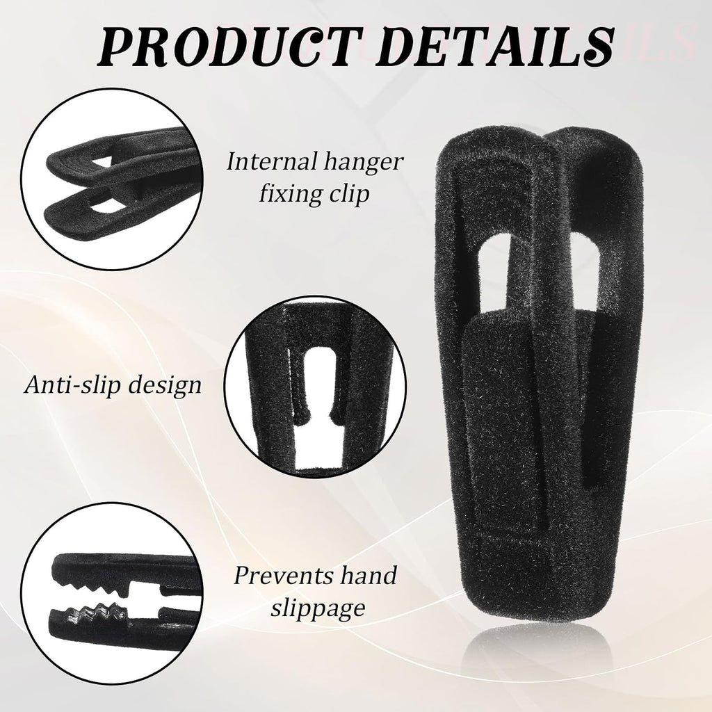 Black Velvet Hanger Clips, 80 Pack Strong