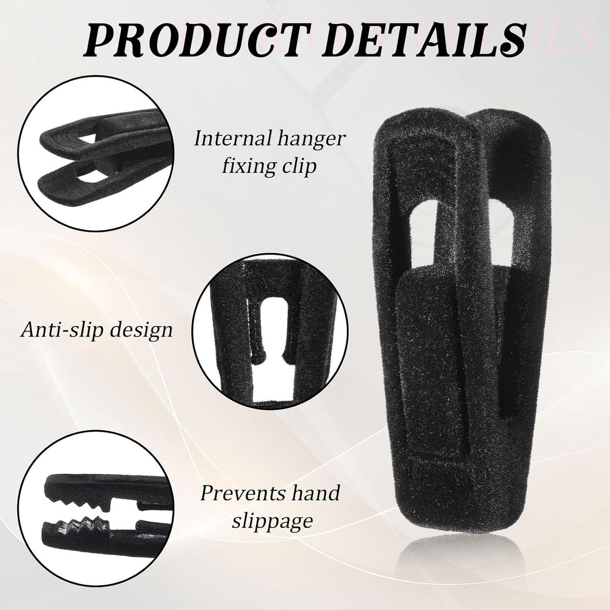 Black Velvet Hanger Clips, 80 Pack Strong