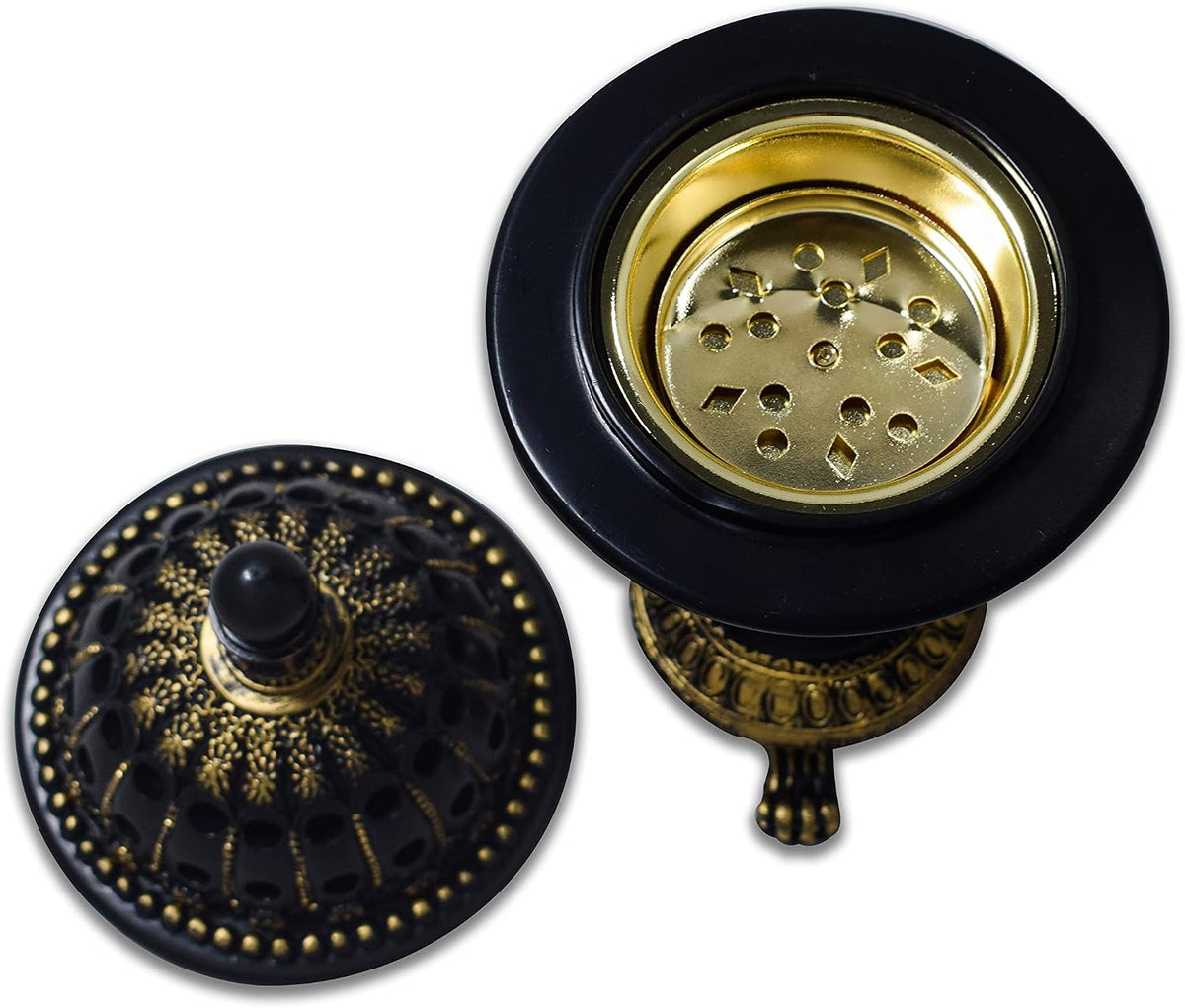 AM Luxury Globe Incense Burner - Bakhoor Cone Holders | Frankincense Charcoal Burner | Mabkhara | for Office & Spiritual Décor (Black)