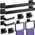 Bathroom Hardware Accessories Set: Bath Towel Bar Set, Towel Racks for Bathroom Wall Mounted, SUS304 Stainless Steel (Matte Black, 10-Pieces)