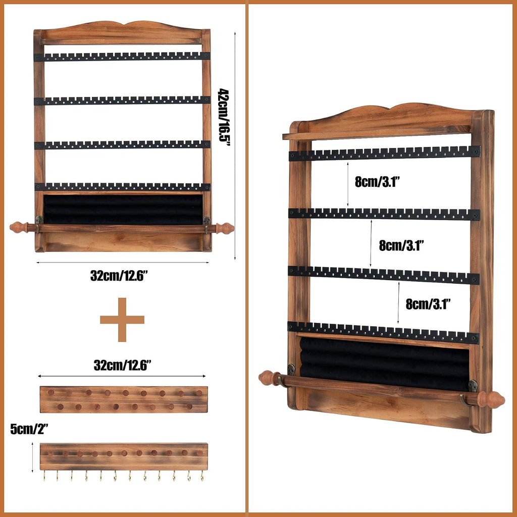 3Pcs Wood Earring Organizer,Wall Jewelry Organizer,Jewelry Storage